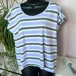 Michael Kors Lavender/Blk/Wht Short Sleeve Summer Tee Womens Sz L